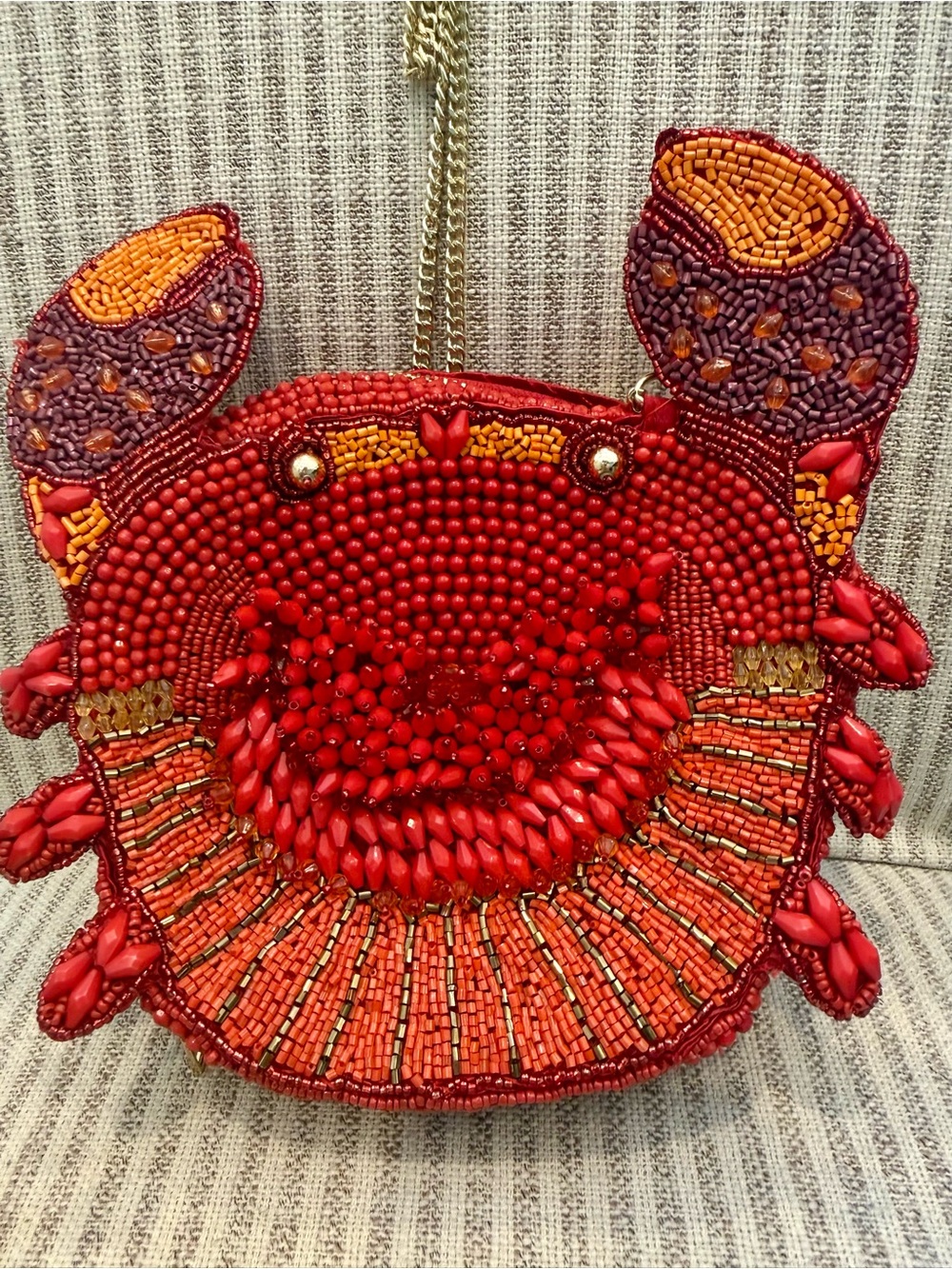 Beaded Red Crab Crossbody Bag